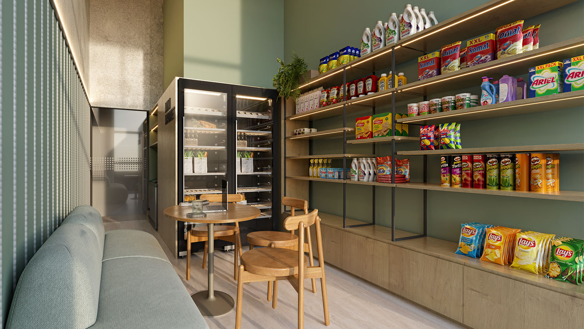 Minimarket e Coworking